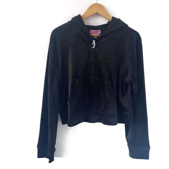 Juicy Couture Black cropped Hoodie L - Picture 8 of 9